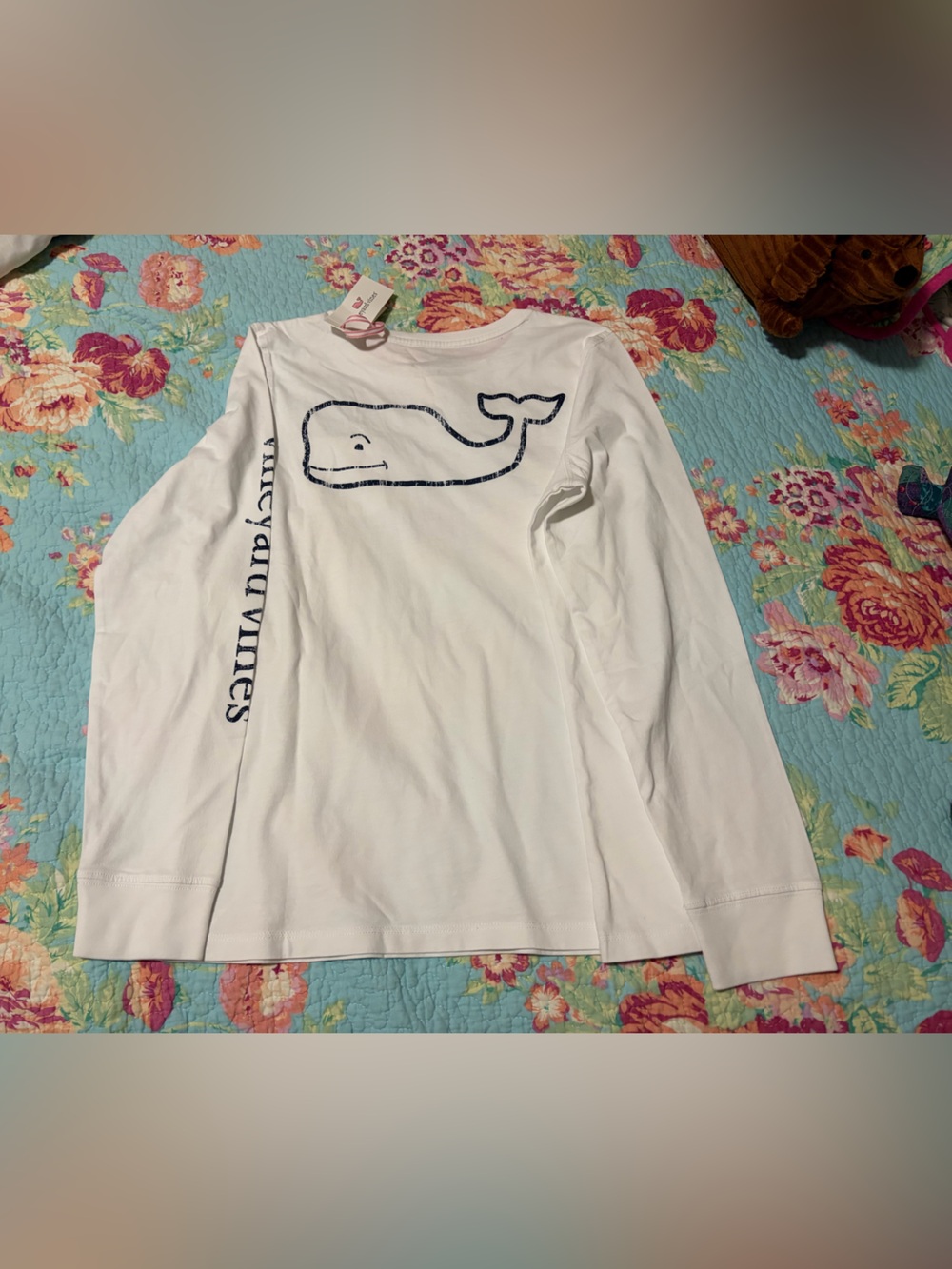Vineyard Vines White Long Sleeve Pocket Tee